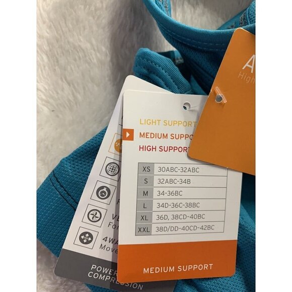 Champion NWT Womens XS Power Core Compression Sports Bra Removable Pads Teal - Picture 9 of 9